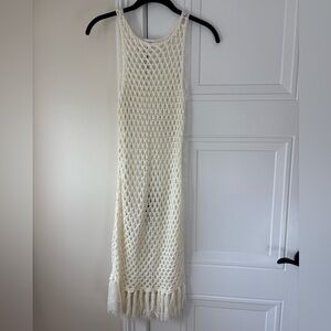 superdown Cream Crochet Fringe Dress